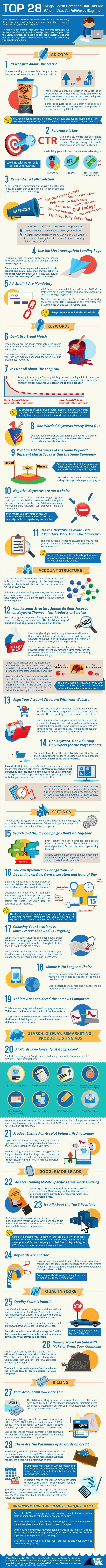Advertising-Infographics-Top-28-things-I-wish-someone-had-told-me-when-I-was-an-AdWords-beginner-infogr Advertising Infographics : #VIP #Infographie 28 astuces pour les débutants sur Adwords via Pinterest web