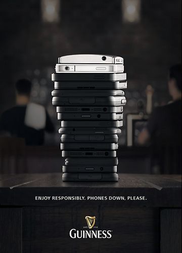 Print-Advertising-Great-Creative-Advertising-From-up-North Advertising Campaign : Really, really, really funny!! Guinness: Enjoy Responsibly. Phones Down. Please.