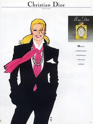 Vintage-Advertising-Christian-Dior-Perfumes-1981-Miss-Dior-René-Gruau Vintage Advertising : Christian Dior (Perfumes) 1981 Miss Dior, René Gruau