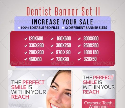 Healthcare Advertising Dentist Web Banner Set Template Psd Buy