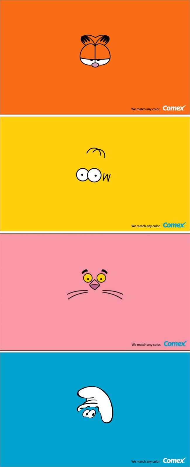 Creative-Advertising-clever-ads-for-Comex-Paint-using-iconic Creative Advertising : clever ads for Comex Paint using iconic cartoon characters and their identifying...