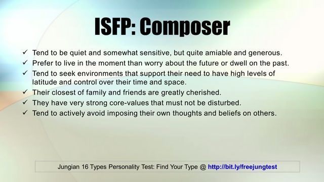 Infographic-ISFP-Composer-Jung-16-Personality-Types-Test Infographic : ISFP: Composer -- Jung 16 Personality Types Test Results