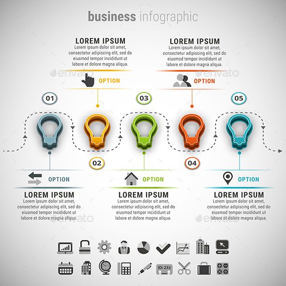 1560772581_102_Advertising-Infographics-Vector-illustration-of-business-infographic-made-of Advertising Infographics : Vector illustration of business infographic made of bulbs. 23 icons inside file....