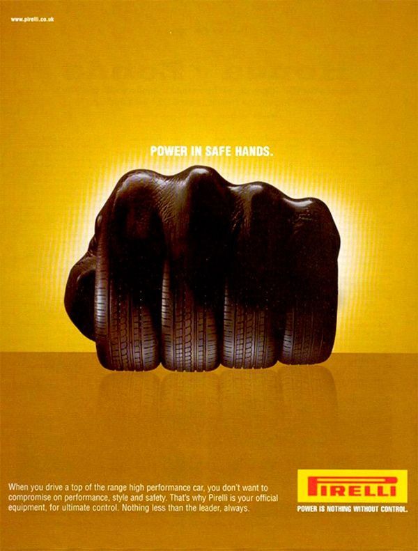 Creative-Advertising-This-ad-combines-tires-with-a-fist Creative Advertising : This ad combines tires with a fist to showcase pirelli's strength.  #ad #market...
