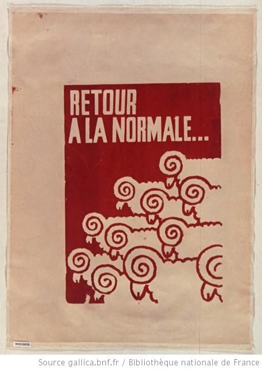 Advertising-Infographics-Mai-1968.-Retour-a-la-normale...-les Advertising Infographics : [Mai 1968]. Retour à la normale... (les moutons), Atelier des Beaux arts : [aff...