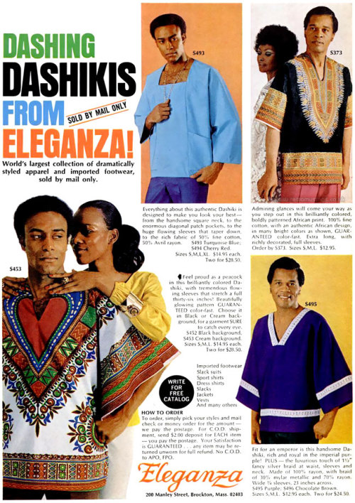 Advertising-Inspiration-Dashing-Dashikis-from-Eleganza-1970Source Advertising Inspiration : Dashing Dashikis from Eleganza, 1970Source:...