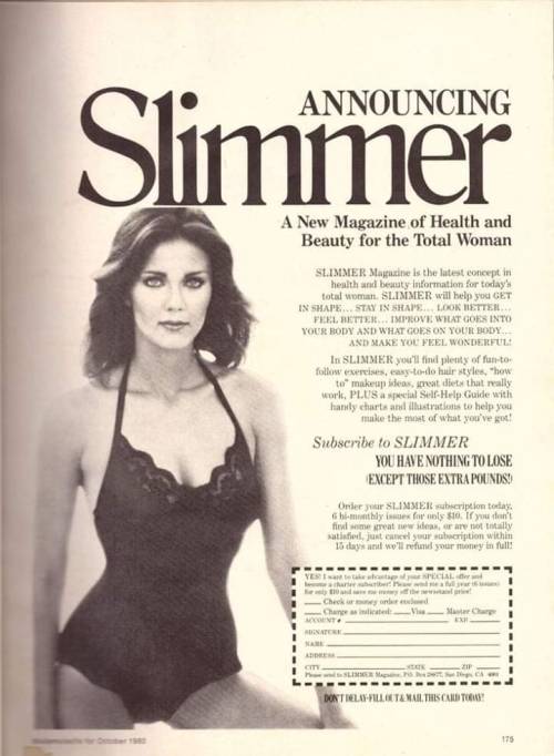 Advertising-Inspiration-Lynda-Carter-for-Slimmer-Magazine-1980.-They Advertising Inspiration : Lynda Carter for Slimmer Magazine 1980. They also released a...