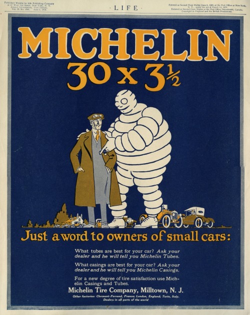 Advertising-Inspiration-Michelin-30-x-3-½-Life-June Advertising Inspiration : Michelin 30 x 3 ½ [Life June 3,1920]Source:...