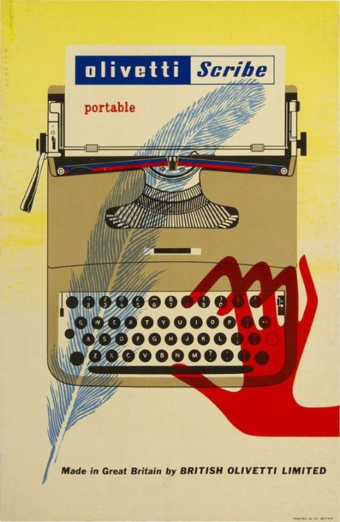 Advertising-Inspiration-Olivetti-Scribe-portable-typewriter-c.1950s.-From-the Advertising Inspiration : Olivetti Scribe portable typewriter c.1950s. From the FHK...