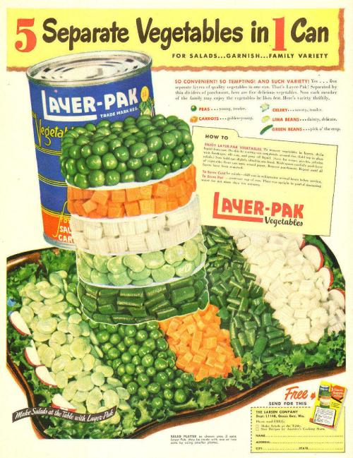 Advertising-Inspiration-5-Separate-Vegetables-in-1-Can Advertising Inspiration : 5 Separate Vegetables in 1 Can - Larsen Company, 1949Source:...