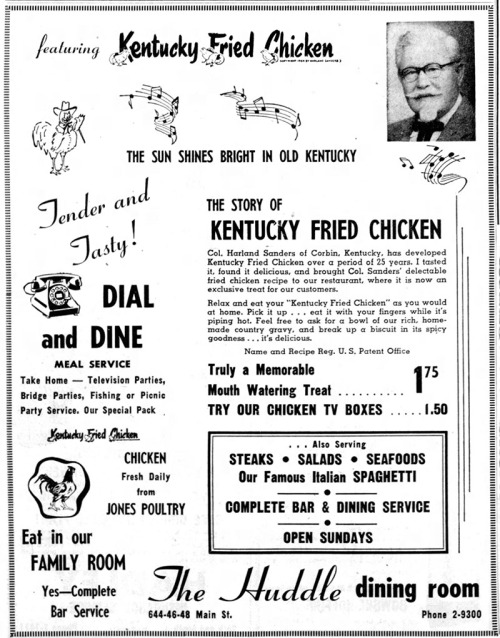 Advertising-Inspiration-Early-Kentucky-Fried-Chicken-ad-The-Huddle Advertising Inspiration : Early Kentucky Fried Chicken ad, The Huddle restaurant,...