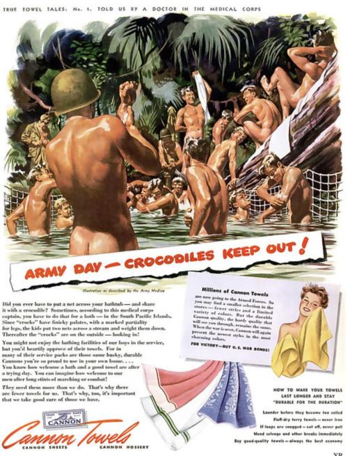 Advertising-Inspiration-1944-magazine-ad-for-Cannon-towels.-This Advertising Inspiration : 1944 magazine ad for Cannon towels. This would have played right...