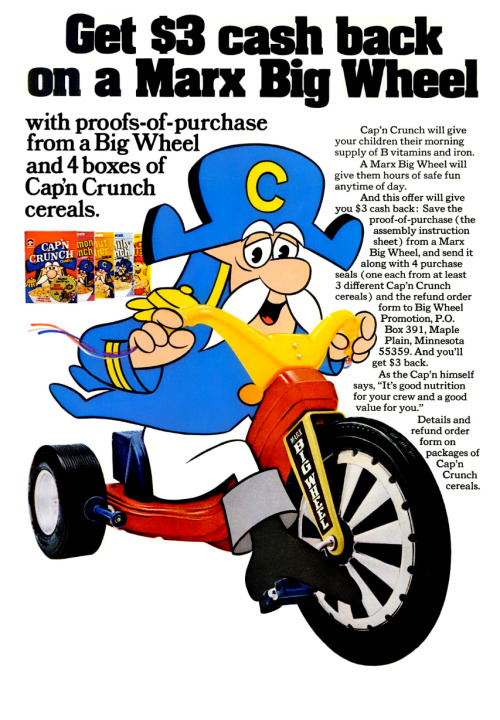 Advertising-Inspiration-Cap039n-Crunch-Marx-Big-Wheel Advertising Inspiration : Cap'n Crunch - Marx Big Wheel - 1974Source:...