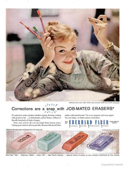 Advertising-Inspiration-Eberhard-Faber-erasers-1957Source Advertising Inspiration : Eberhard Faber erasers - 1957Source:...