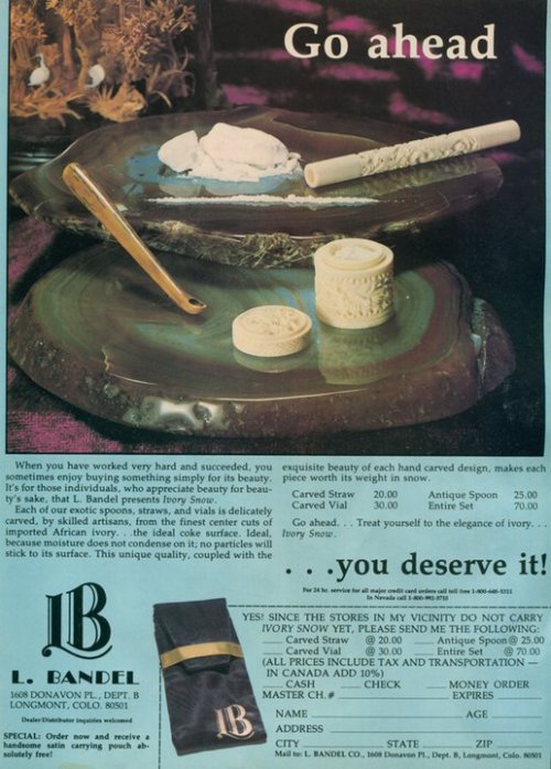 Advertising-Inspiration-Go-ahead-buy-an-ivory-carved-cocaine Advertising Inspiration : Go ahead, buy an ivory carved cocaine straw. You deserve it!...