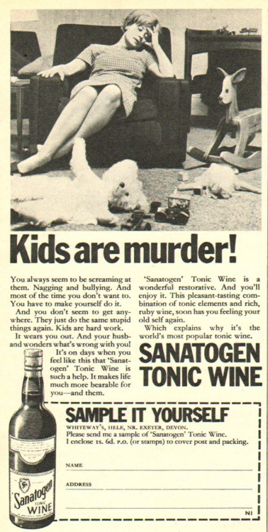 Advertising-Inspiration-“Kids-are-murder”-Sanatogen-Tonic-Wine Advertising Inspiration : “Kids are murder!” - Sanatogen Tonic Wine ad with a...