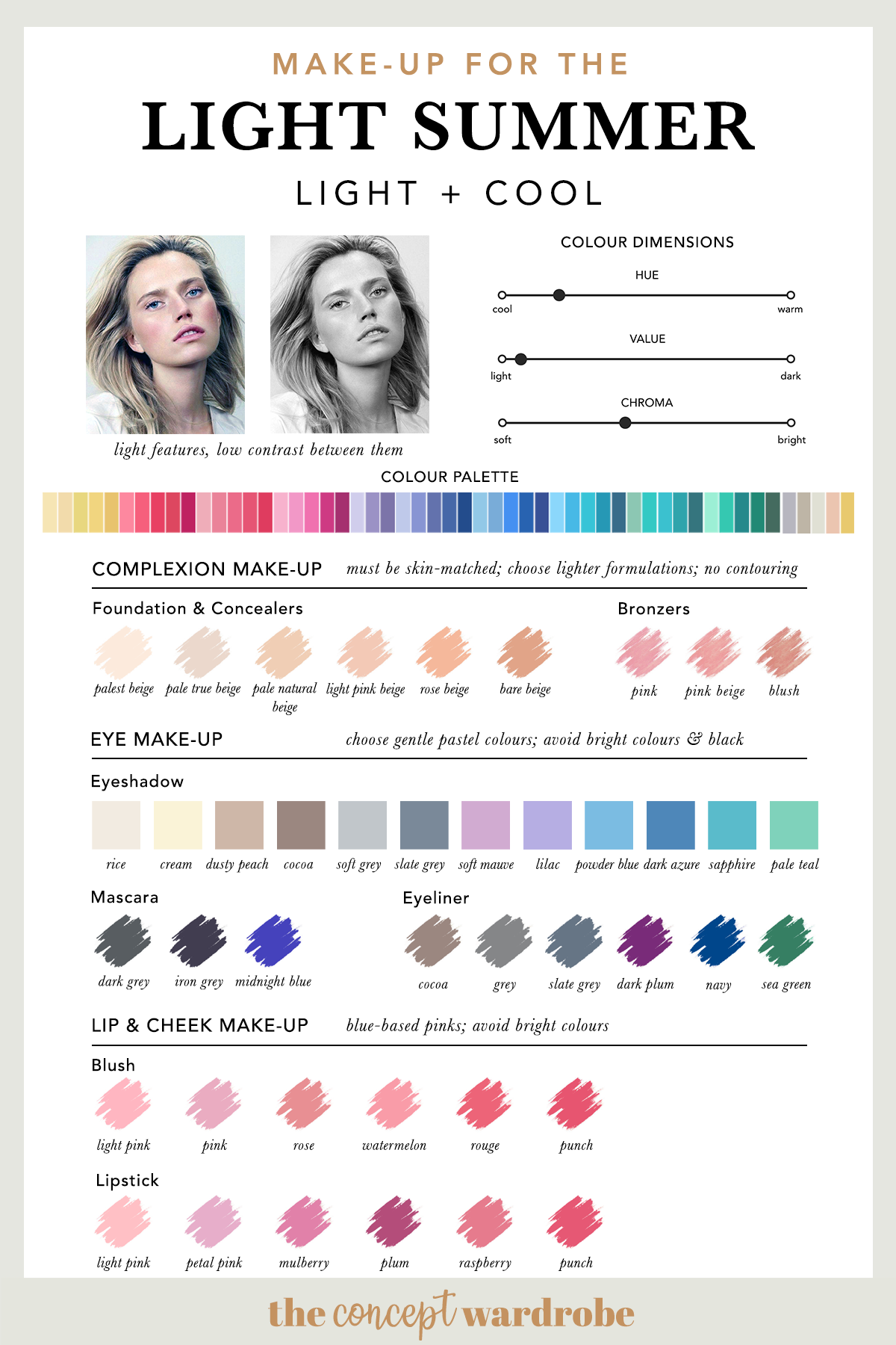 Infographic-The-Light-Summer-Make-up-Palette-the-concept Infographic : The Light Summer Make-up Palette | the concept wardrobe