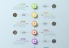 Advertising Infographics : Modern Infographic Template, 7 Circular Elements Connected With Text Boxes By Dotted Lines