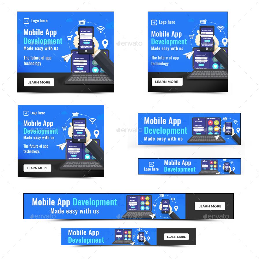 Advertising-Infographics-Mobile-App-Web-Banner-Set Advertising Infographics : Mobile App Web Banner Set